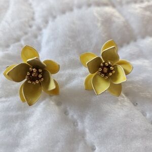 Trifari Set Earrings Sunshine Yellow Enamel VTG Signed Flowers